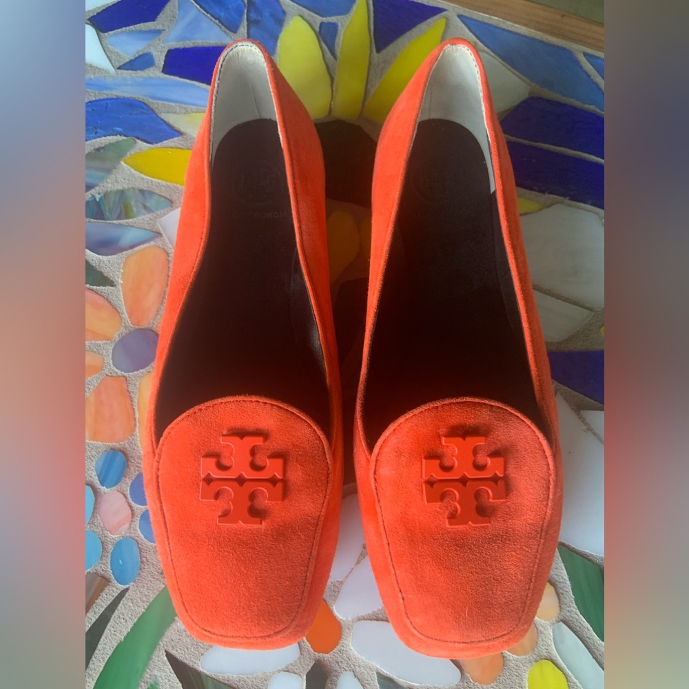 Tory Burch * Fitz * Poppy Red Kid Suede Loafers